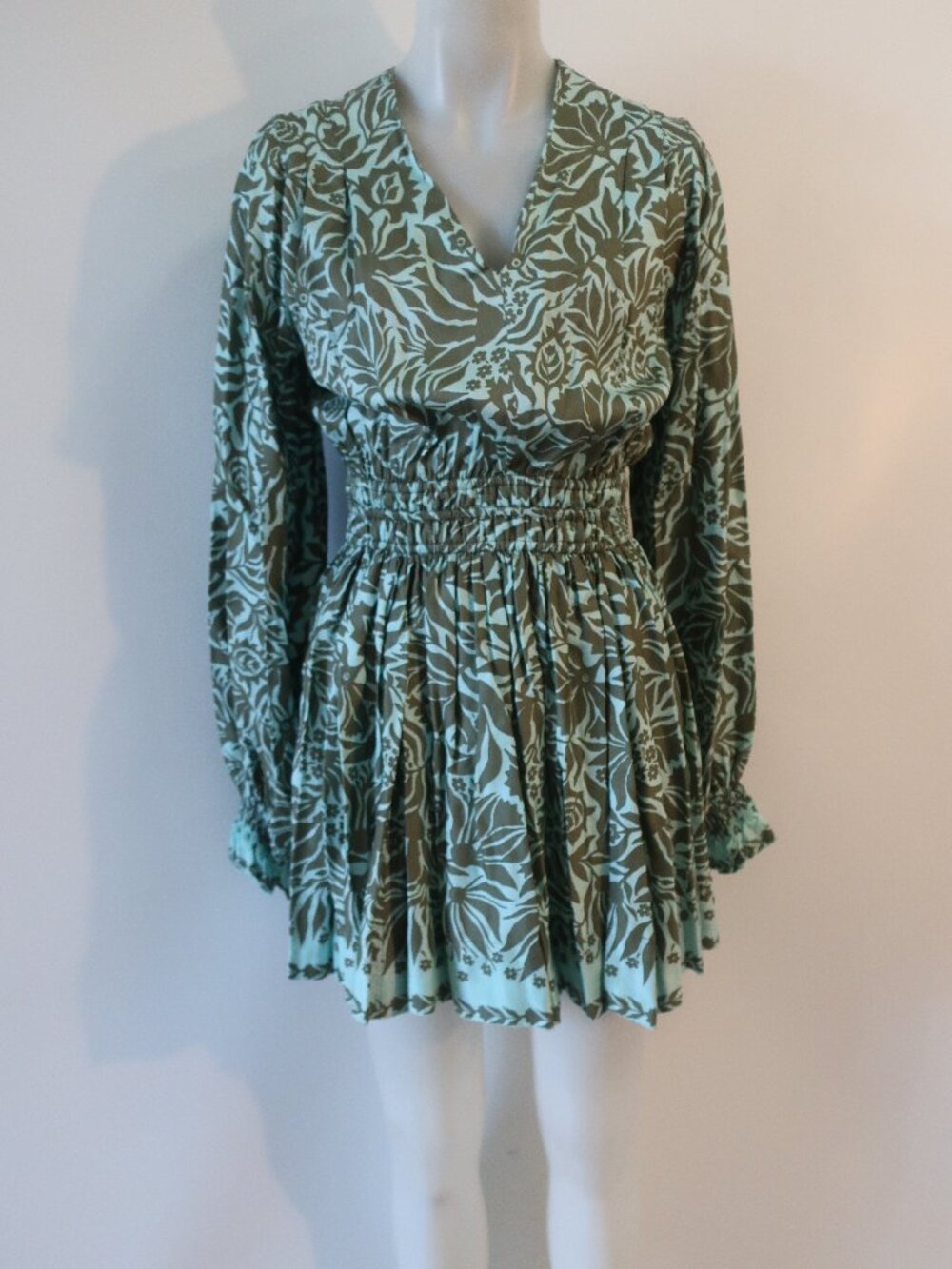 Womens Omika Blue, Gray Print Long Sleeve Dress XS